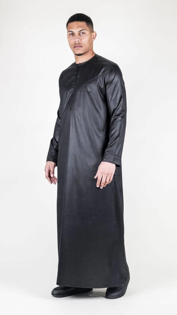 Infinity Leather Men's Thobe Robe Satin Emirati Islamic Jubba Eid Regular Fit