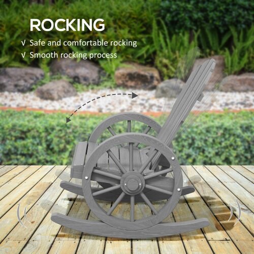 Wyld Haus Elna Wood Grey Adirondack Style Outdoor Rocking Armchair With Reclining Back