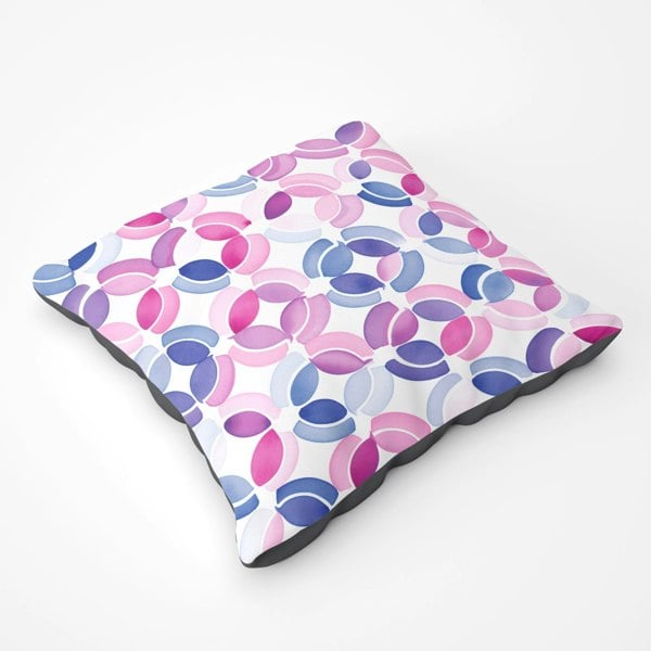 Warren Reed Interlocking Pink Blue Shape Floor Cushion