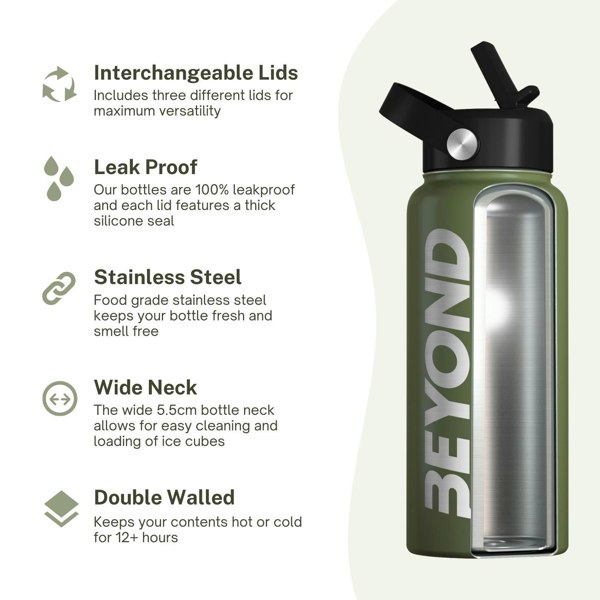 Beyond Shakers 1 Litre Water Bottle - Forest Green