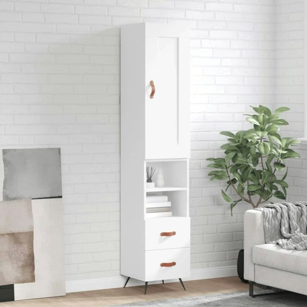 Berkfield Highboard White 34.5x34x180 cm Engineered Wood