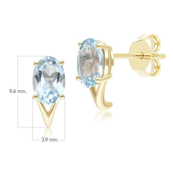 Gemondo Classic Oval Sky Blue Topaz Stud Earrings in 9ct Yellow Gold 7x5mm