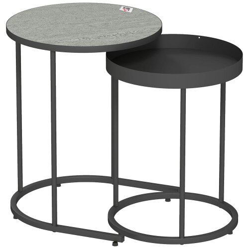 Wyld Haus Midoli Set of 2 Metal And Wood Grey Industrial Nesting Tables