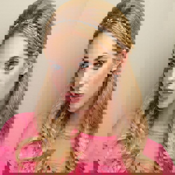 chain headband silver half up hair