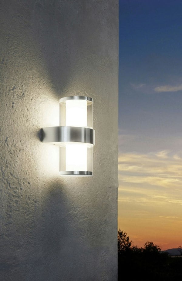 IP44 Outdoor Wall Light Stainless Steel & Glass 3.7W Built in LED Porch Lamp Loops