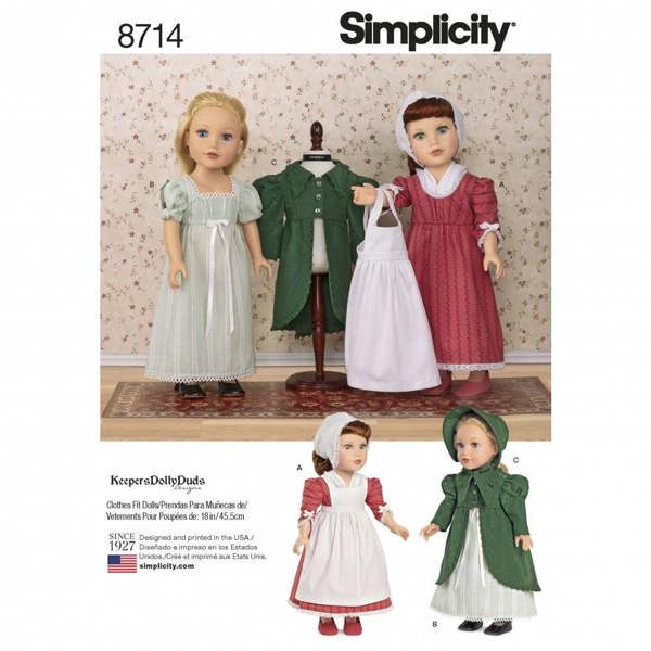Simplicity Sewing Pattern 8714, Doll Clothes One Size - Easy
