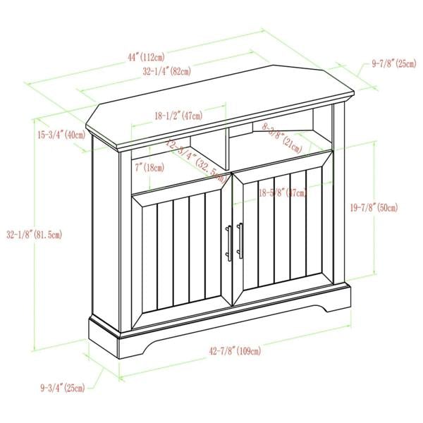 Centurion Supports SAVANNAH True-Corner-Friendly Walnut 6-Shelf Luxury Cabinet Suitable for Flat Screen TVs up to 50"