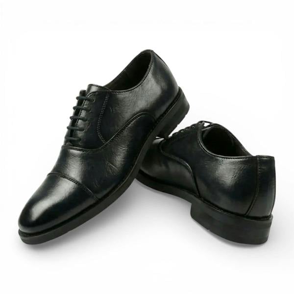 Dolcetto Men's Black Patent PU Leather Cap-Toe Oxford Formal Brogue Shoes