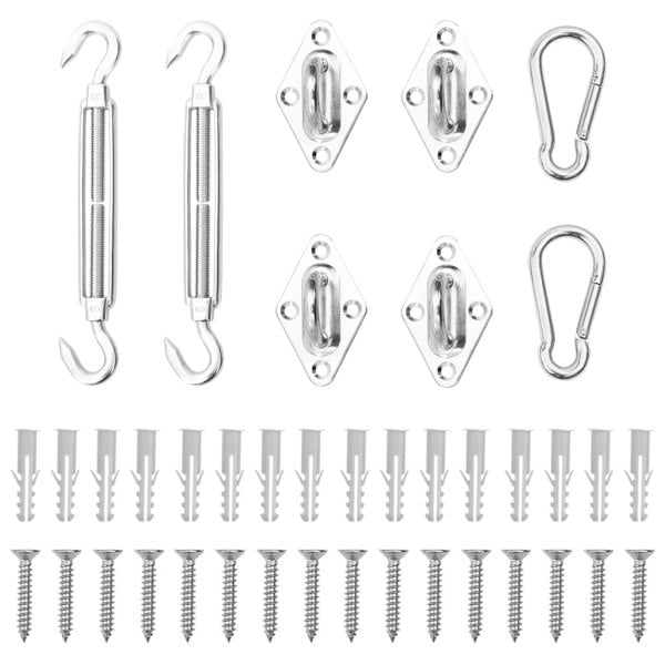 Berkfield 8 Piece Sunshade Sail Accessory Set Stainless Steel