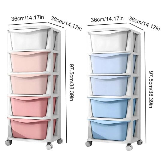 Havendro 5TIER PLASTIC STORAGE DRAWERS TOWER W/ WHEELS TROLLEY UNIT HOME OFFICE