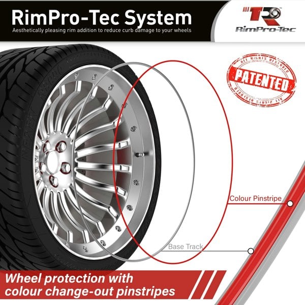 RimPro-Tec Group 4x Silver Base's 4x Red Pinstripe's / RimPro-Tec® Wheelbands™ car wheel styling kit
