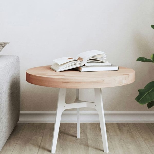 Berkfield Table Top �_�”�_50x4 cm Round Solid Wood Beech