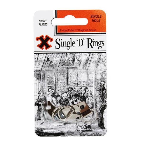 X Nickel Plated Single D Rings Blister 4pk - One Colour
