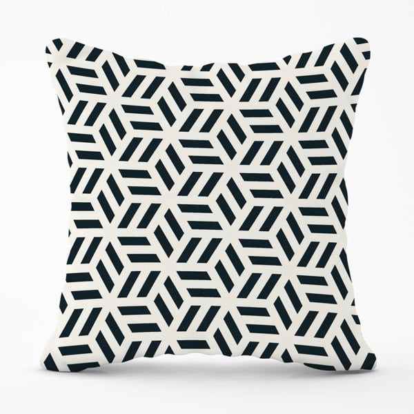 Warren Reed Geometric Monochrome Hexagonal Pattern Cushions