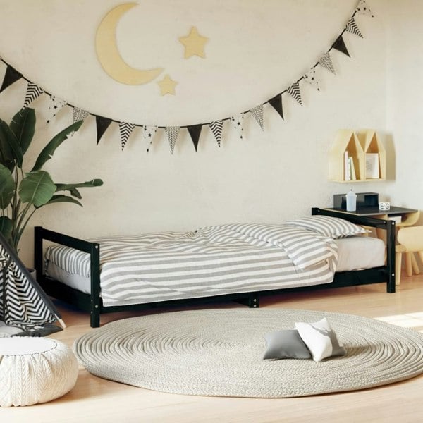 Berkfield Kids Bed Frame Black 80x200 cm Solid Wood Pine