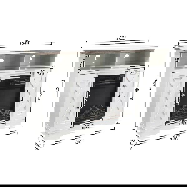 138cm W Recessed Electric Fireplace TV Stand with Timer and Remote Freestanding Fireplaces Living and Home