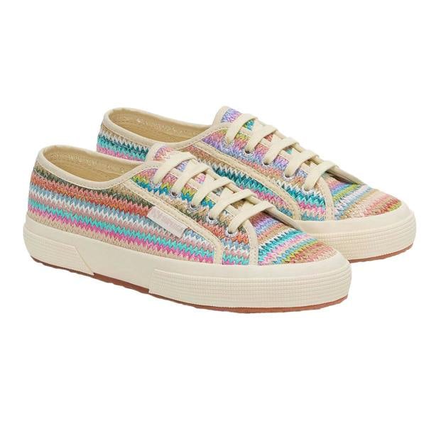 Superga Womens/Ladies 2750 Herringbone Raffia Trainers - Multicoloured - 