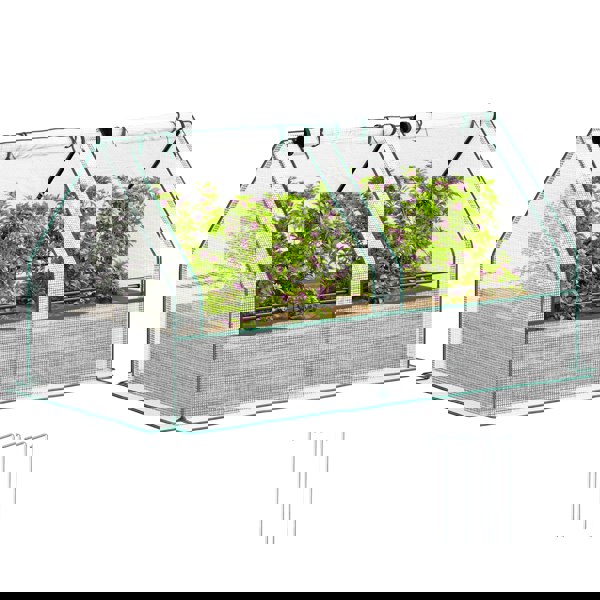 Outsunny Raised Garden Bed Planter Box with Greenhouse, Green and Dark Grey