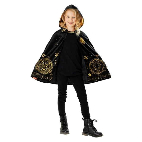 Harry Potter Childrens/Kids Hogwarts Houses Cape - Black/Gold