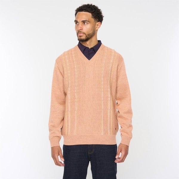 Gabicci G54M05 Mens Plain Vee Kneck Pattern Front Knit Gabicci Classic - PEACH