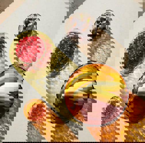 LSA Dapple Mouth-Blown Glass Bowl 22.5cm Sun Amber