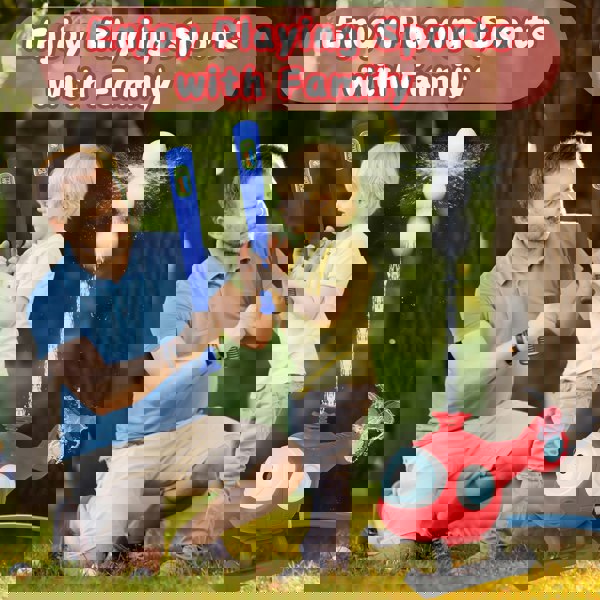 deAO Toys Baseball Play Set with Sprinkler and Helicopter Outdoor Water Spray Toy for Kids, Includes Tee Ball Set with 4 Balls