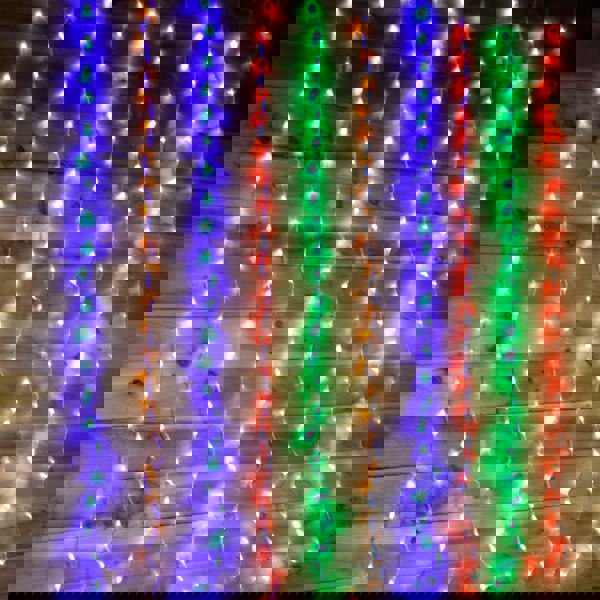 Samuel Alexander Premier 240 LED 1.5m x 2m Tall Cascading Waterfall Curtain Light - Multicoloured
