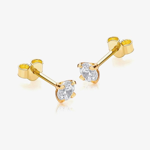 T. H. Baker 9ct Gold 4mm Round Cubic Zirconia Stud Earrings 1-58-6319