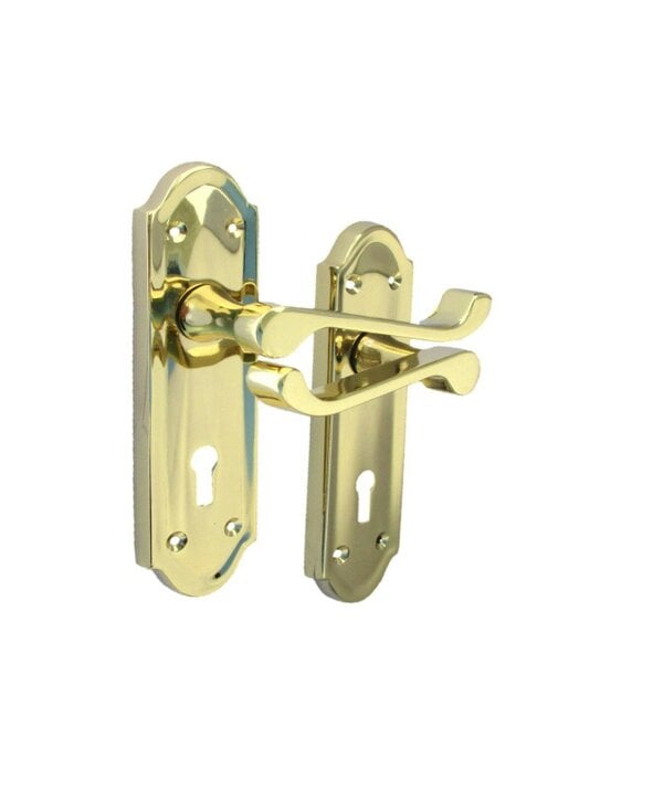 EDH Door Hardware Askworth Brass Plate Internal Lock Door Handles+ 3 Lever Mortice Sash Lock-170mm