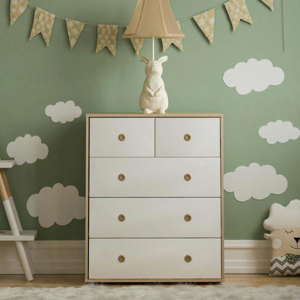 Junior Vida Neptune 5 Drawer Chest, Blue & Oak