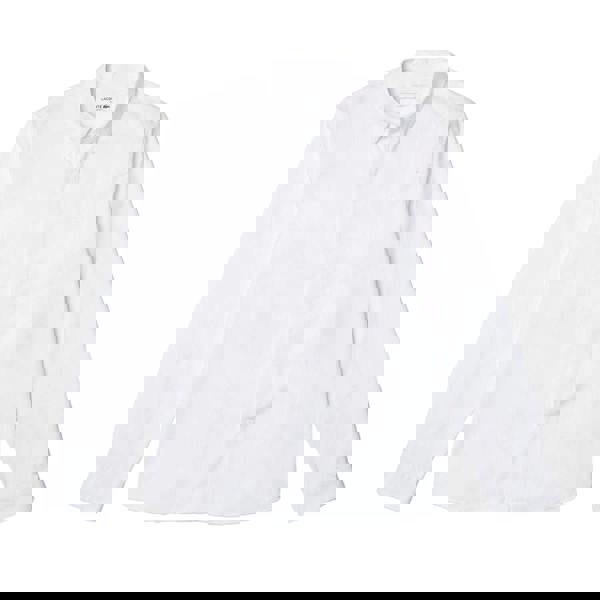 Lacoste Mens Poplin Concealed Placket Slim Shirt - White - 