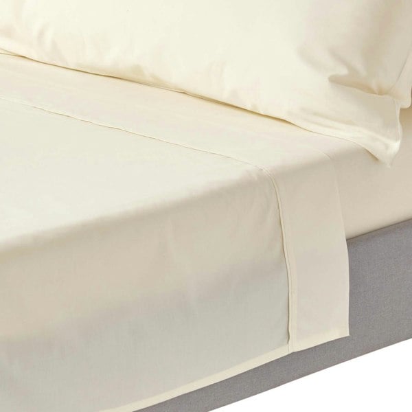 HOMESCAPES Crisp & Cool 200 TC Egyptian Cotton Percale Flat Sheet
