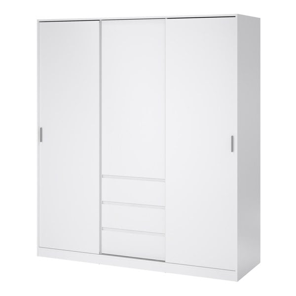 Furniture To Go Naia Wardrobe with 2 sliding doors + 1 door + 3 drawers in White High Gloss