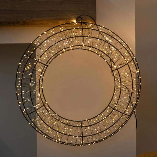 Samuel Alexander 50cm Light up 3D Metal Christmas Wreath with 720 Warm White LEDs