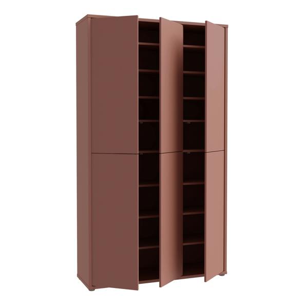 Furniture To Go Alice Springs Tall Shoe Cabinet with 6 Doors Push-to-Open in Terracotta