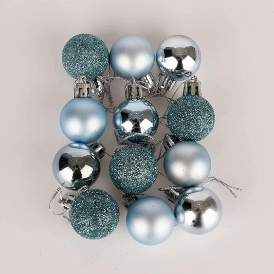 Shatchi Light Blue Shatterproof Christmas Baubles Pack Sizes 12 or 24, 30mm Tree Decorations