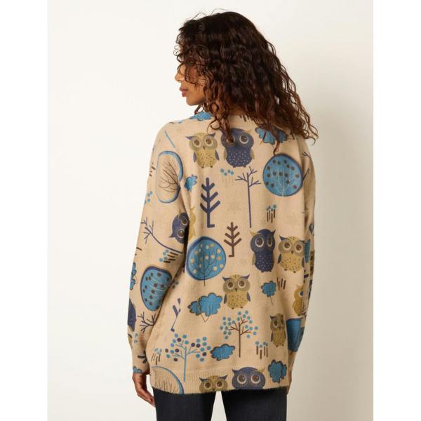 Blue Vanilla Owl & Woodland Tree Print Jumper