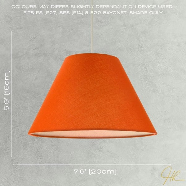 Traditional 8 Inch Vivid Orange Cotton Fabric Coolie Lamp Shade Image 6