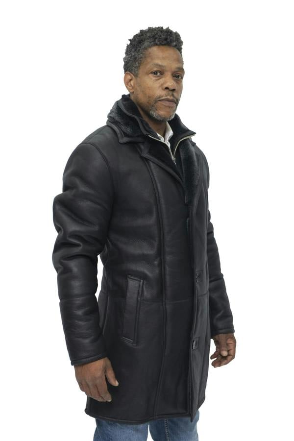Infinity Leather Mens Warm Shearling Sheepskin Leather Coat-Ilford