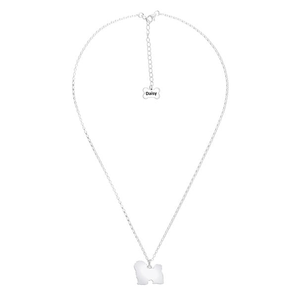 Coton De Tulear Silhouette Silver Necklace - Personalised - MYLEE London