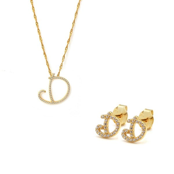 Say It With Luxe Initial Gift Set - Yellow Gold