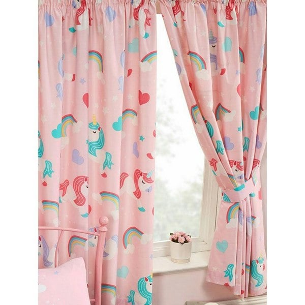 I Believe In Unicorns Lined Curtains (Pack of 2) - Pink