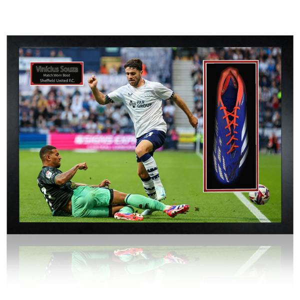 Vini Souza Signed & Match-Worn Sheffield United Boot Iconic Frame #2