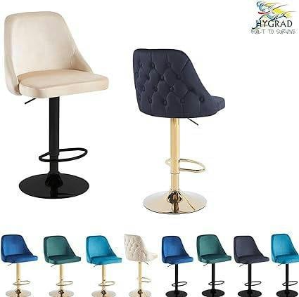 HYGRAD BUILT TO SURVIVE Velvet Bar Stools Height Adjustable Swivel Soft Padded Velvet Kitchen Bar Stools Home Bar Kitchen Counter Bar stools