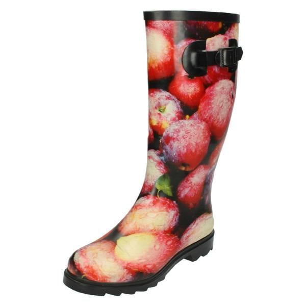 Spot On Ladies Spot On Apple Print Wellington Boot