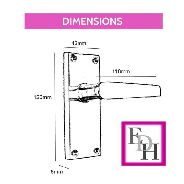 EDH Door Hardware Interior Door Handles Victorian Straight Lever Latch Brass Finish + Tubular Latch, 6 Pairs