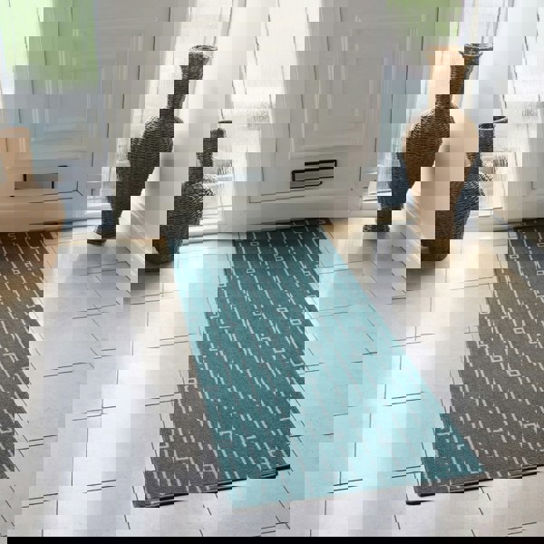 JVL Savio Machine Washable Doormat and Runner, Teal