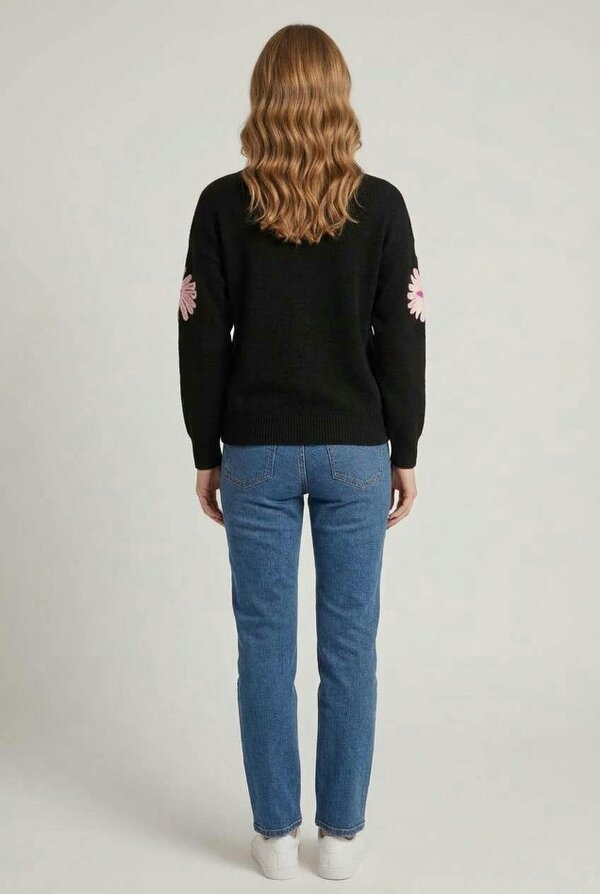 Izabel London Floral Embroidered Sleeve Jumper