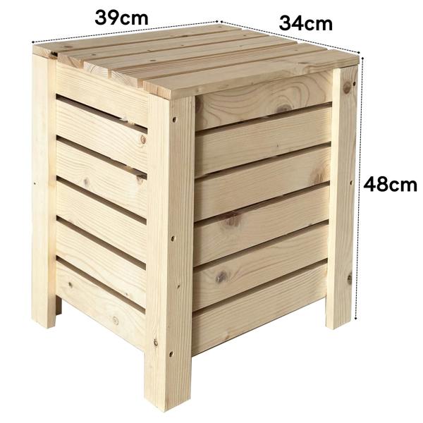 Core Products Narrow Slatted Storage Box with Lid, Pre-Sanded Pine