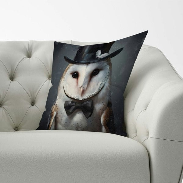 Warren Reed Owl In A Top Hat Cushions